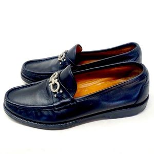 Salvatore Ferragamo Mens Loafers David Black Leather Horsebit Lug Shoes Size 8